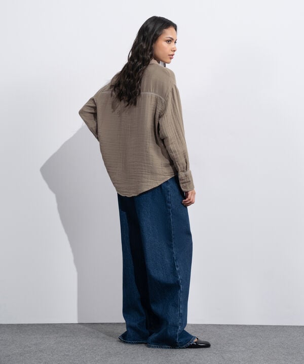 Loose-Fit Cotton Muslin Shirt