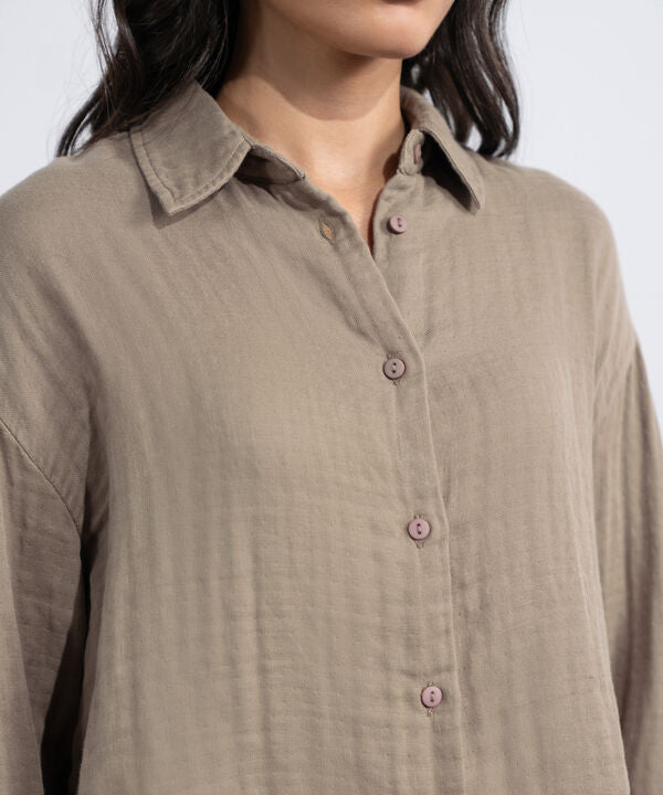 Loose-Fit Cotton Muslin Shirt