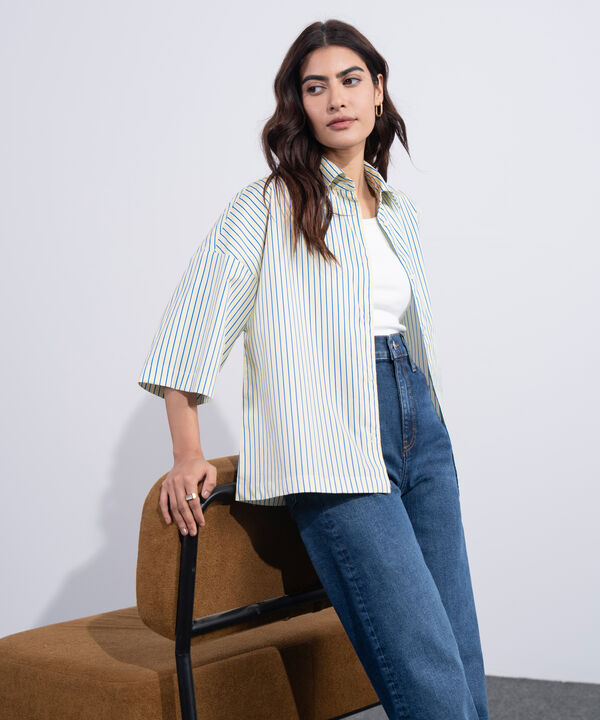 Boxy Stripe Printed Shirt