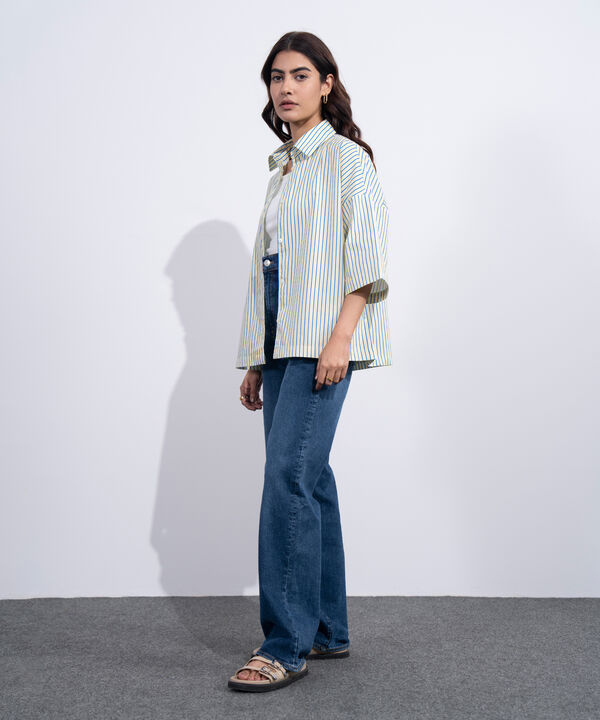 Boxy Stripe Printed Shirt