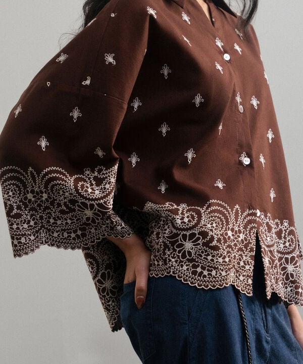 Embroidered V-Neck Top