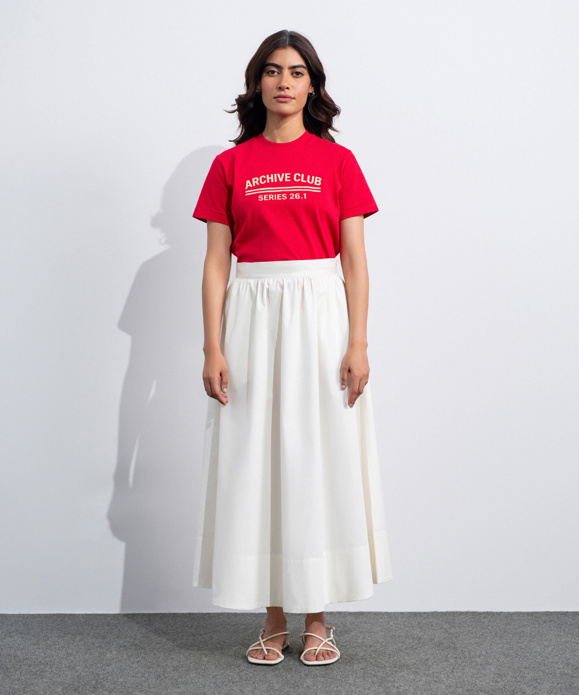 Women's Western White Poplin Flared Skirt