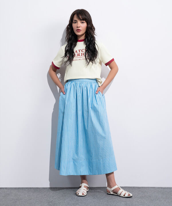 Striped Poplin Skirt