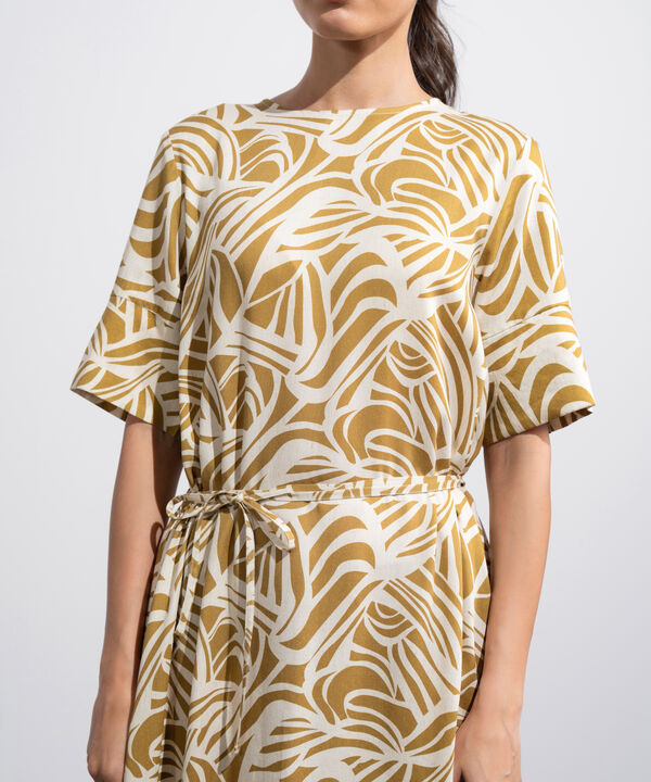 Linen Blend Printed Dress