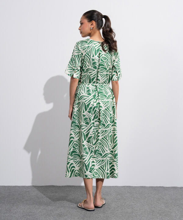 Linen Blend Printed Dress