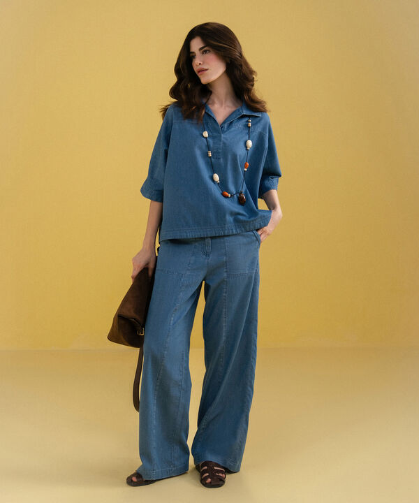 Denim Top With Kimono Sleeves
