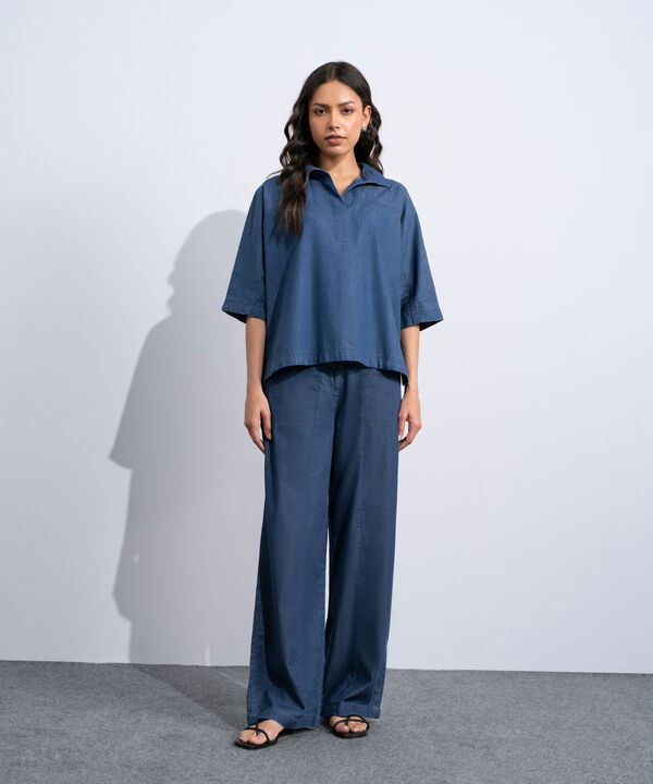 Denim Top With Kimono Sleeves