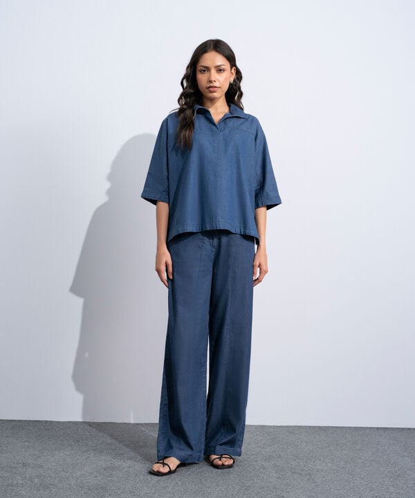 Denim Top With Kimono Sleeves