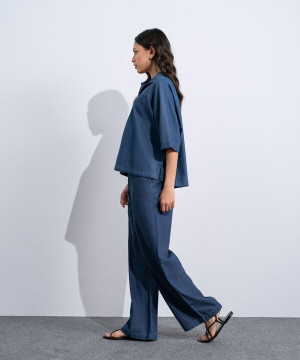 Denim Top With Kimono Sleeves