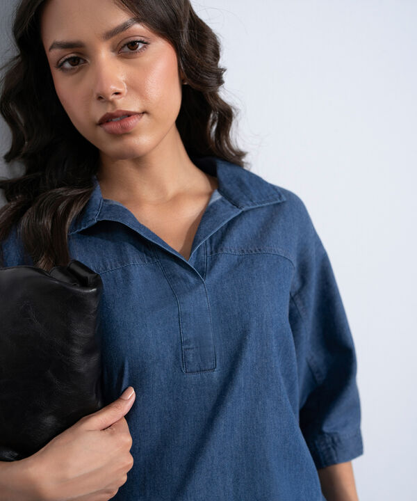 Denim Top With Kimono Sleeves