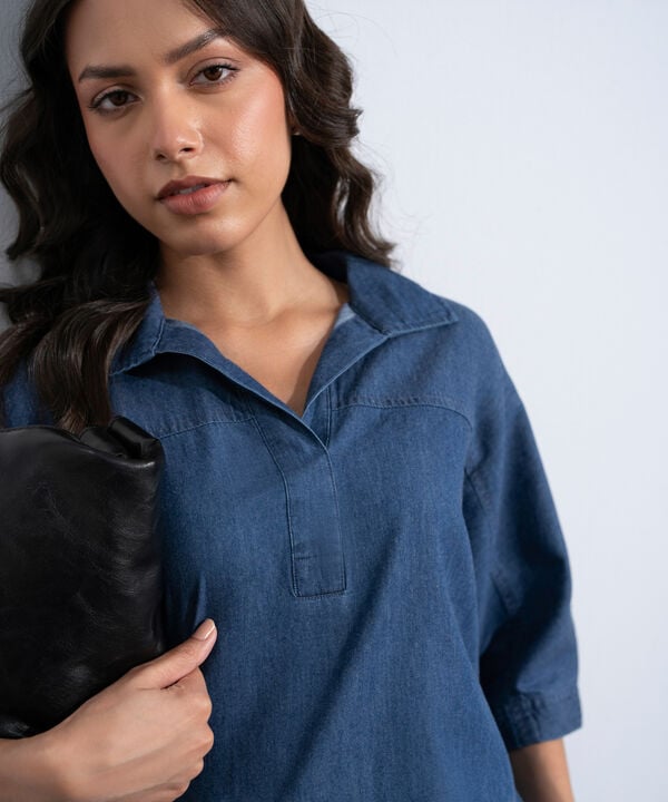 Denim Top With Kimono Sleeves
