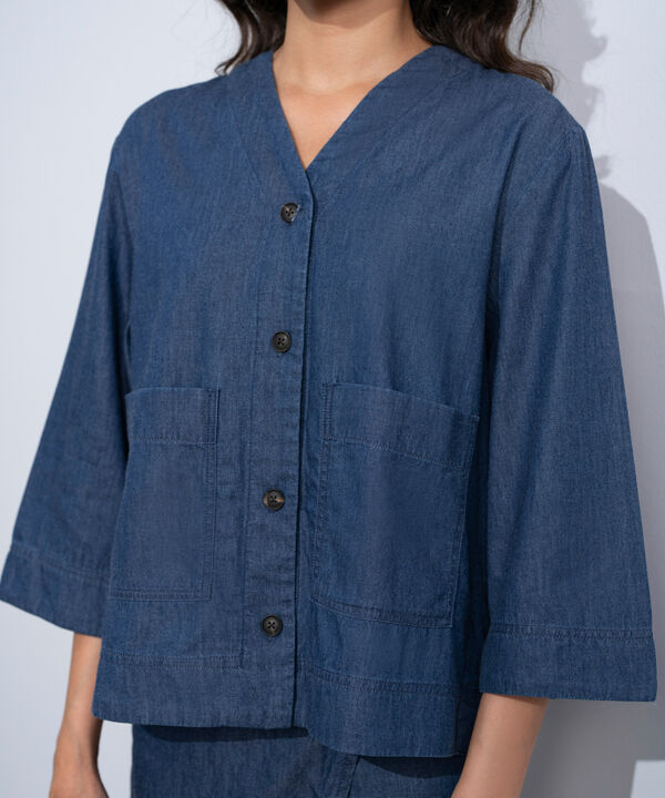 V-Neck Denim Shirt