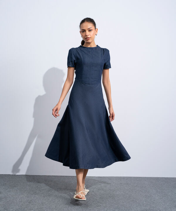Puff Sleeve Denim Dress