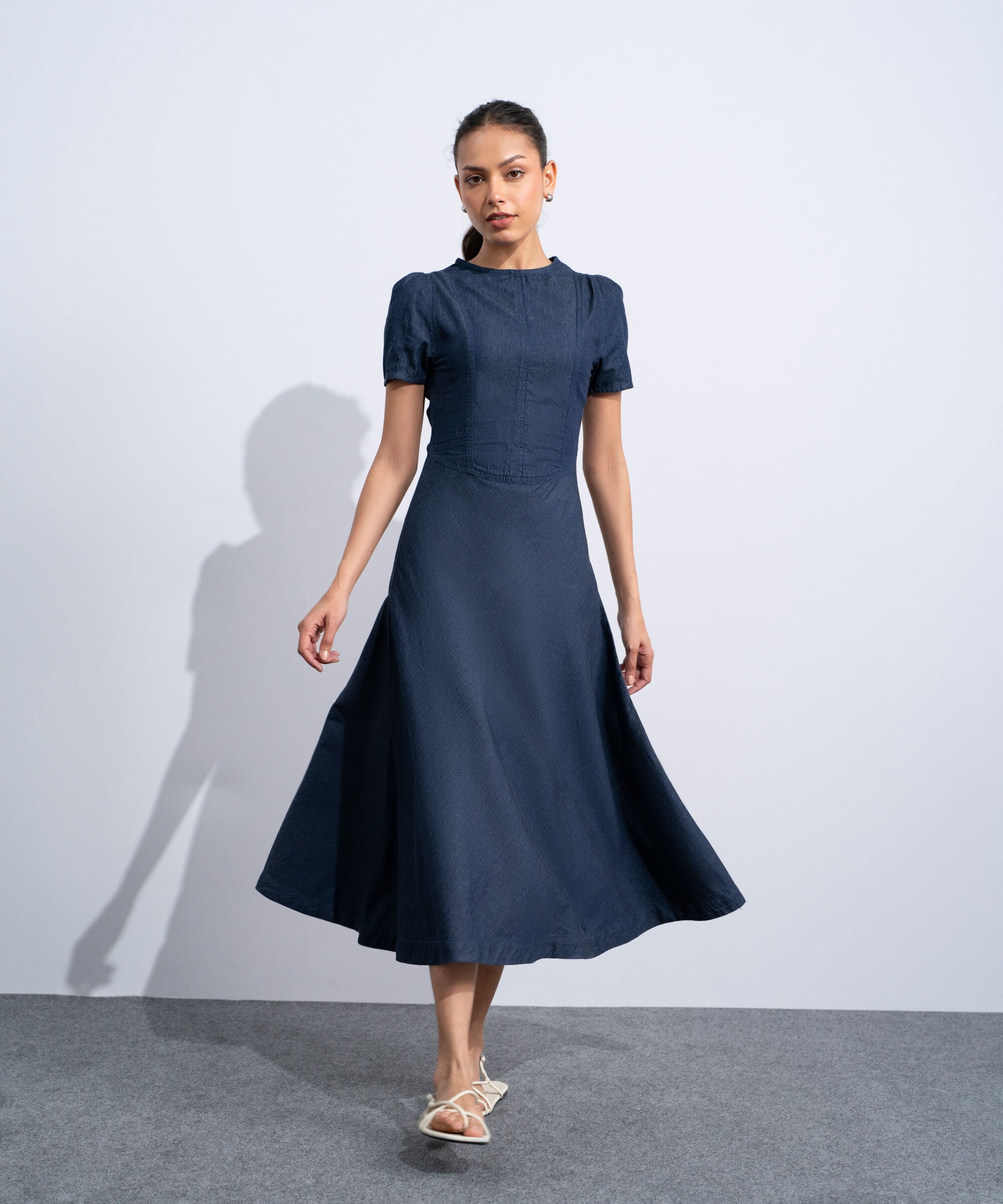 Puff Sleeve Denim Dress