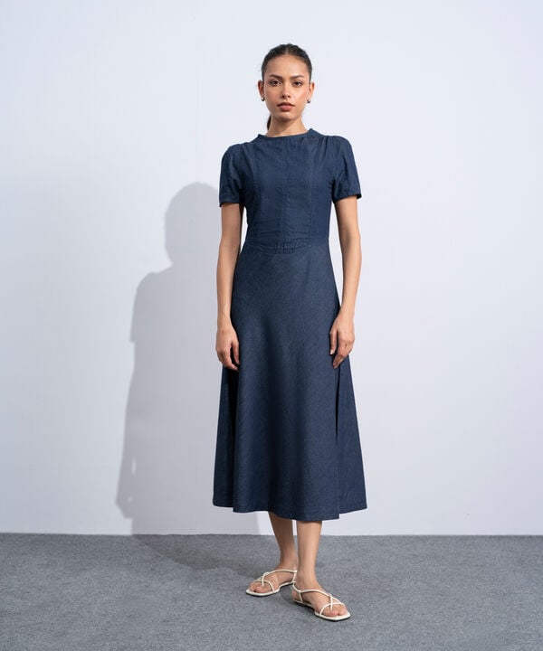 Puff Sleeve Denim Dress