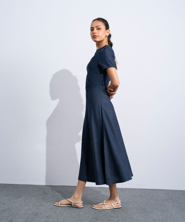 Puff Sleeve Denim Dress