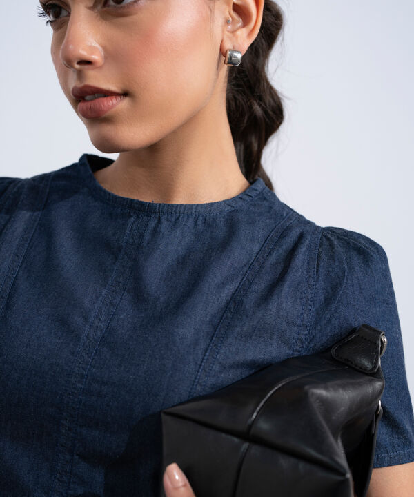 Puff Sleeve Denim Dress