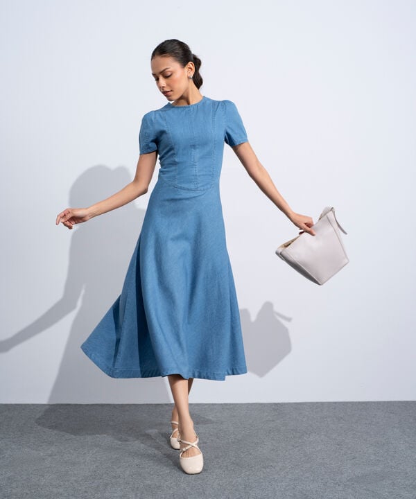 Puff Sleeve Denim Dress