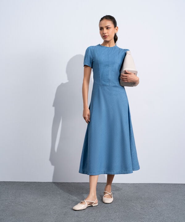 Puff Sleeve Denim Dress