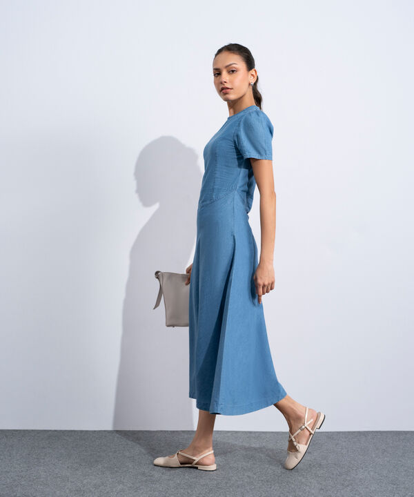 Puff Sleeve Denim Dress