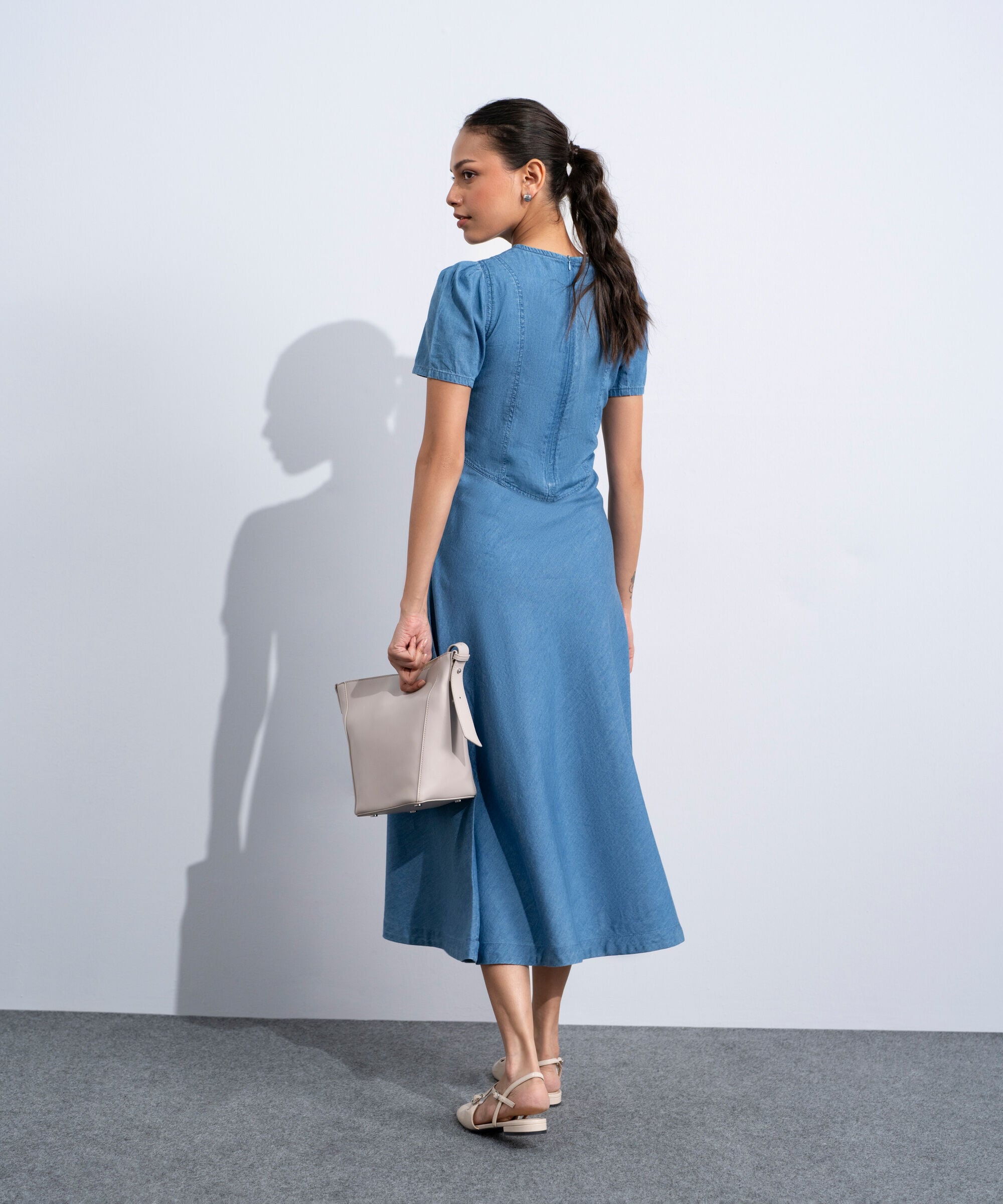 Puff Sleeve Denim Dress