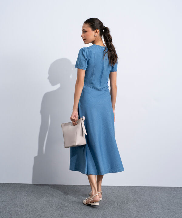 Puff Sleeve Denim Dress
