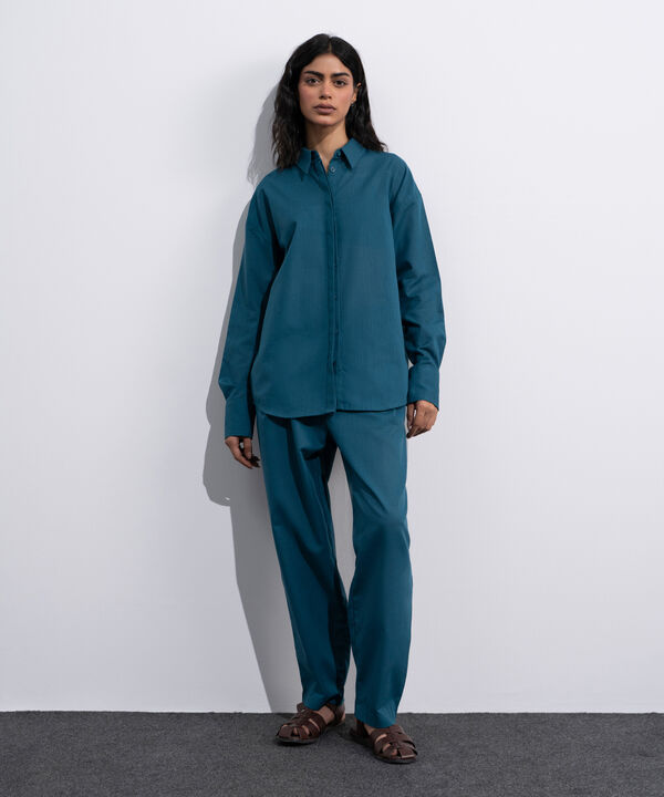 Button-Through Linen Blend Shirt