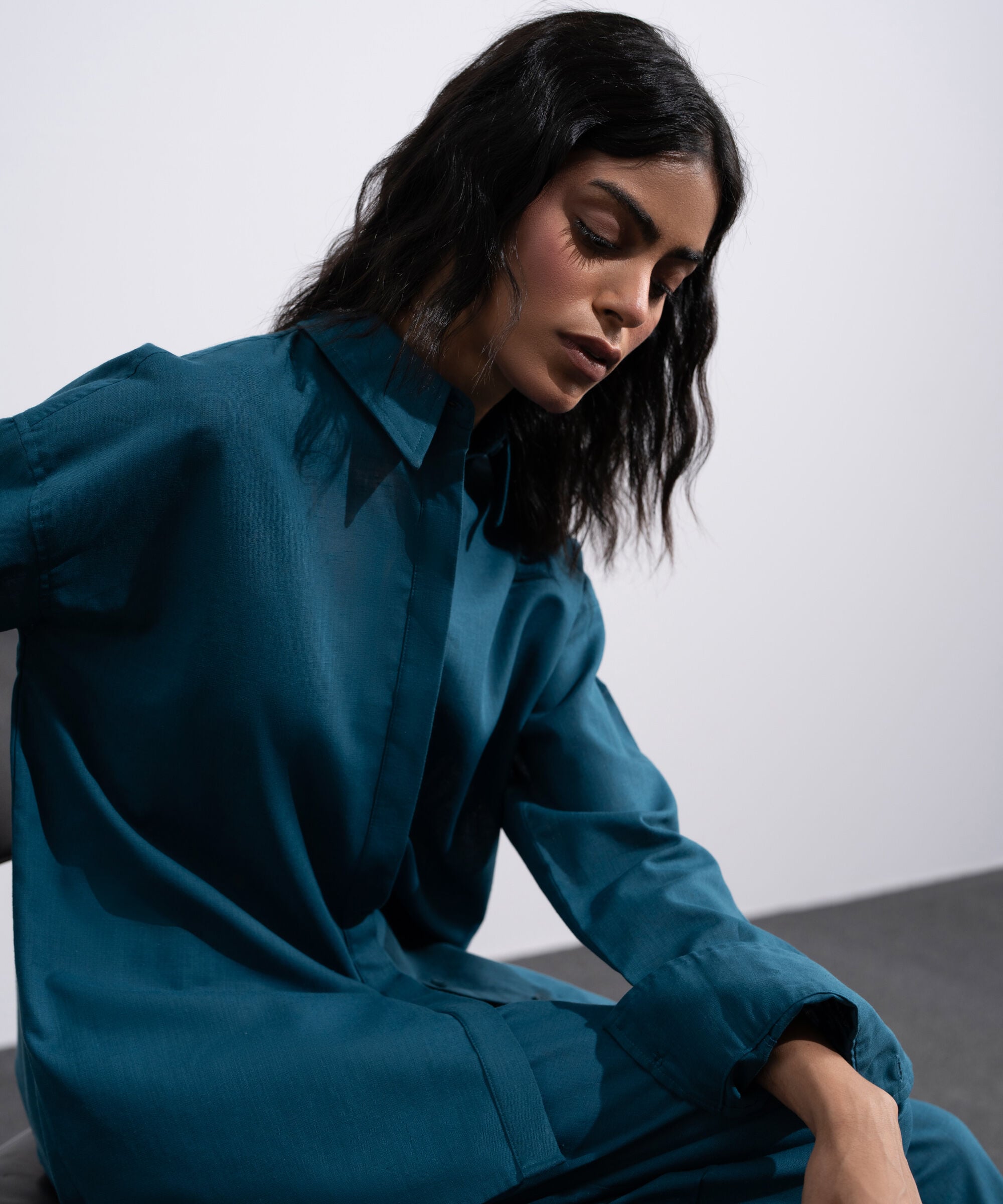 Button-Through Linen Blend Shirt WTOPV0726028