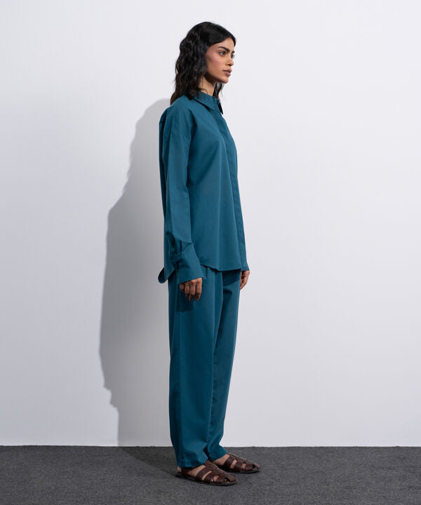Button-Through Linen Blend Shirt