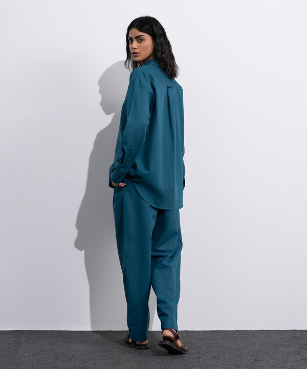 Button-Through Linen Blend Shirt