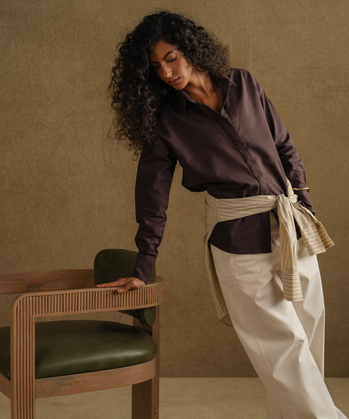 Button-Through Linen Blend Shirt WTOPV0726030