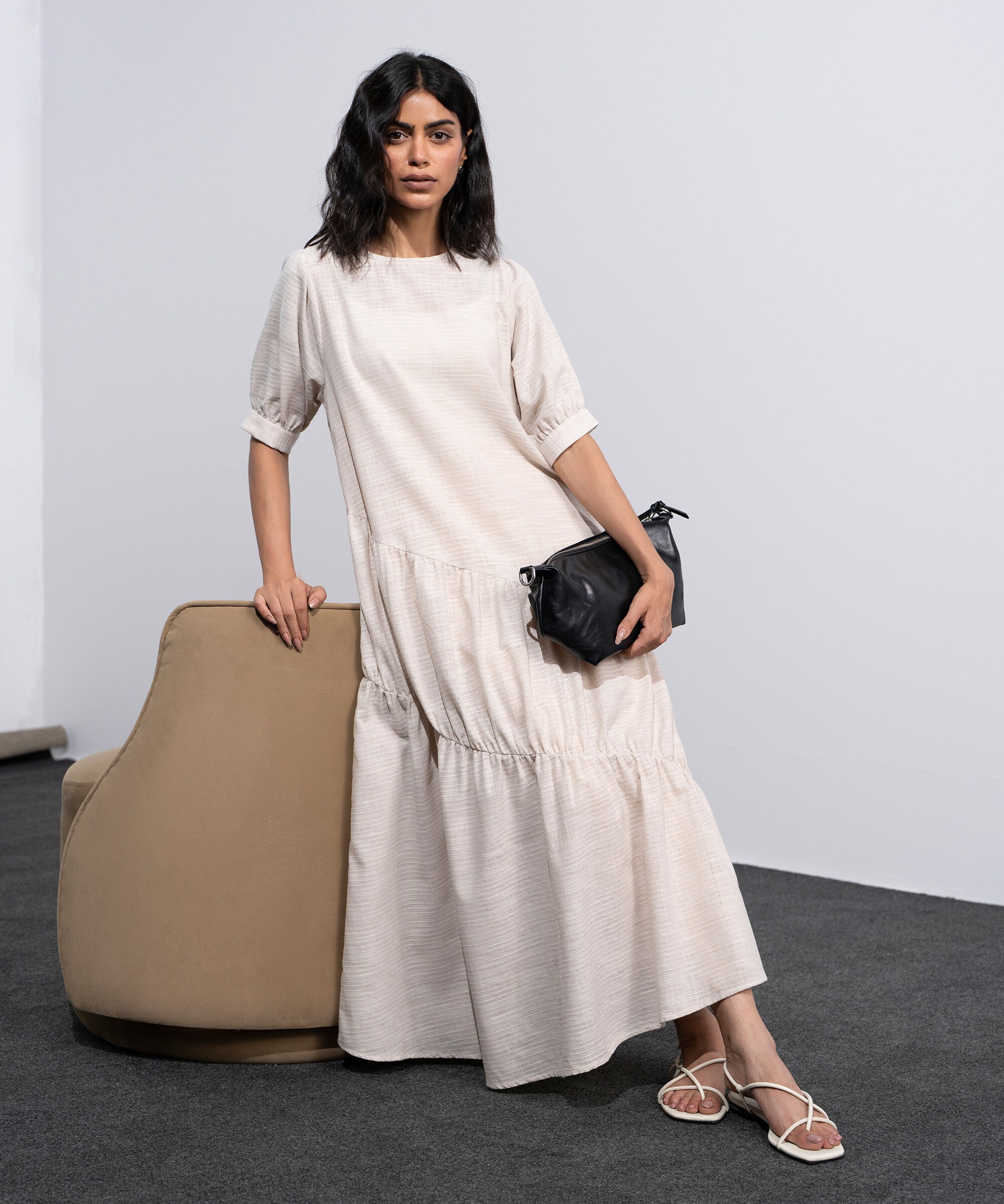 Midi Dress With Asymmetric Panels WTOPV0726035