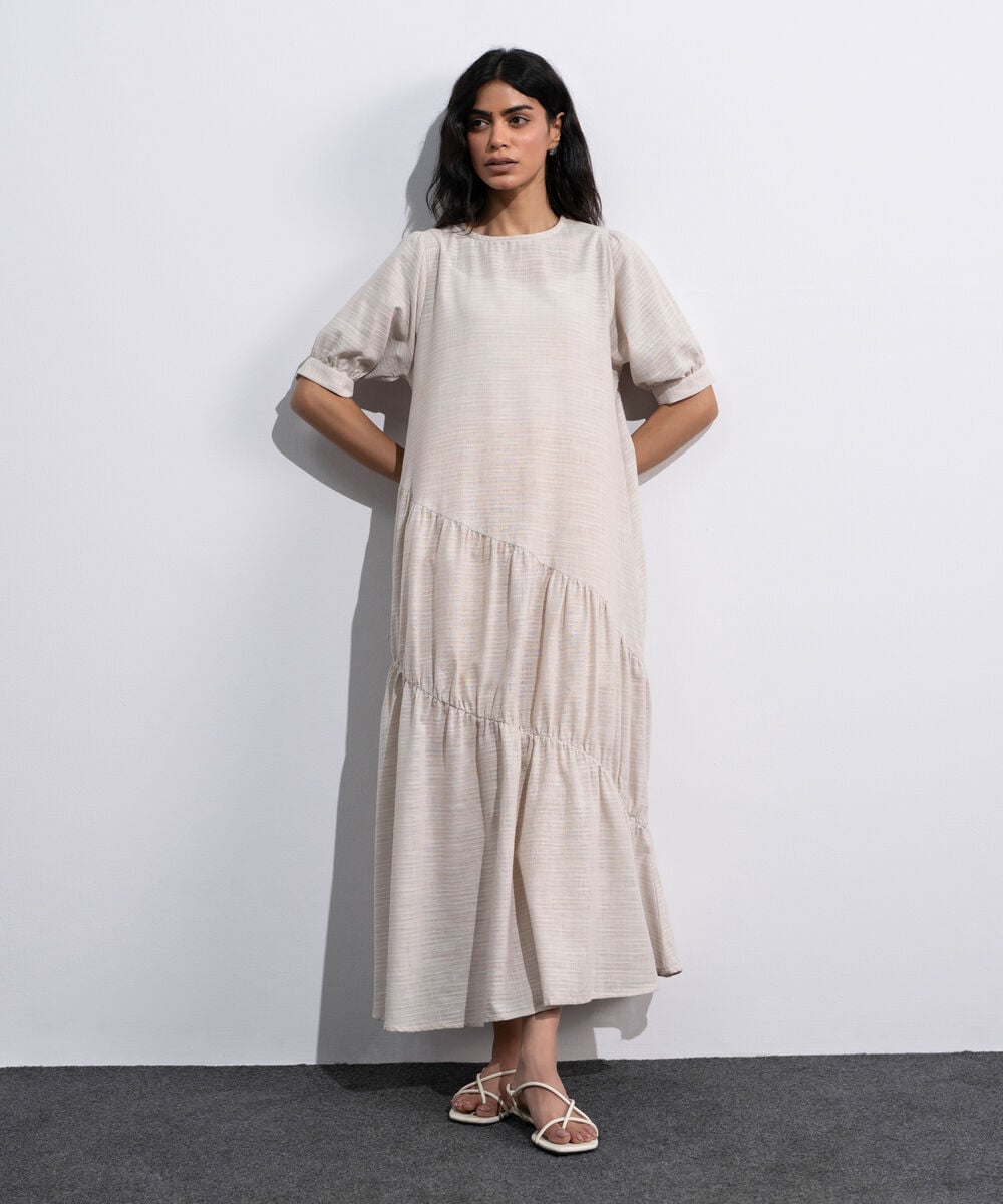 Midi Dress With Asymmetric Panels WTOPV0726035