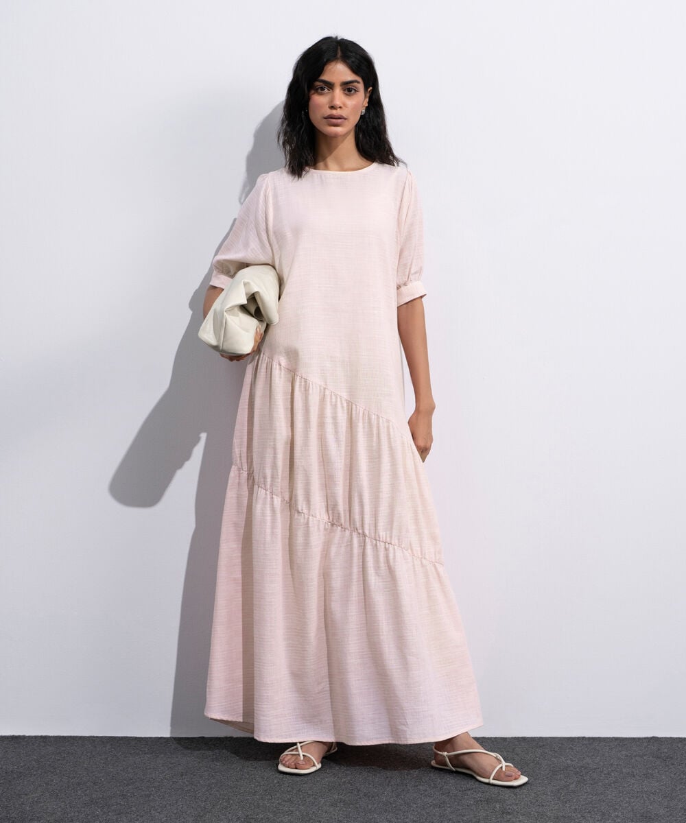 Midi Dress With Asymmetric Panels WTOPV0726036