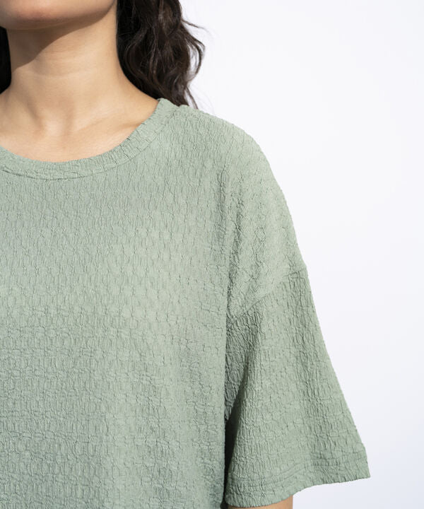 Textured Cropped T-Shirt