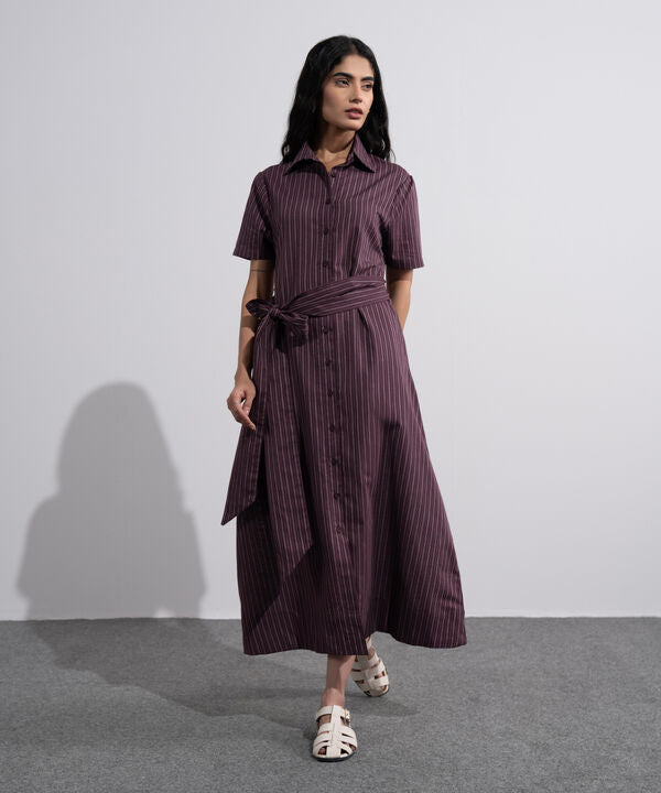 Linen Blend Striped Dress