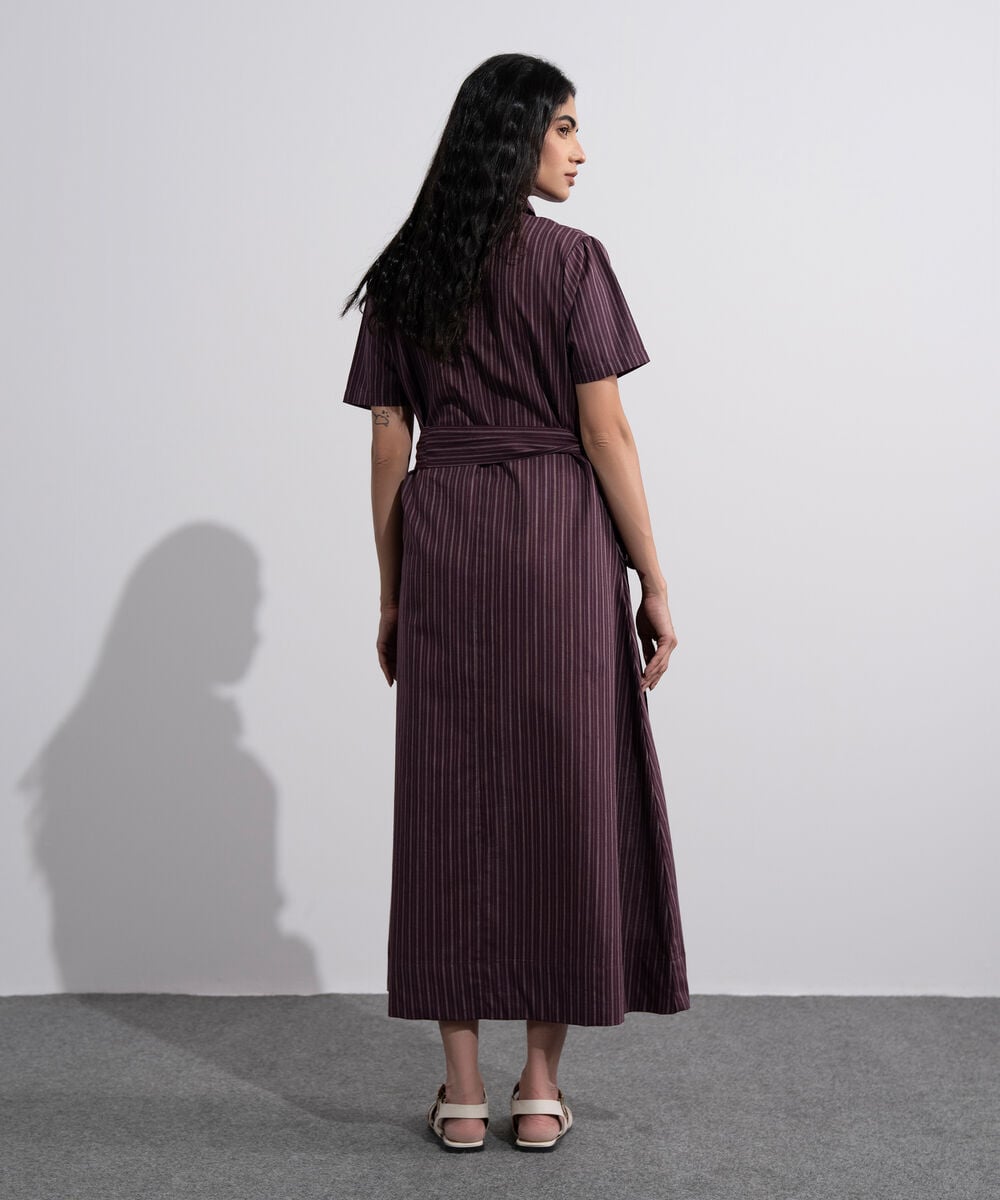 Linen Blend Striped Dress WTOPV0726046