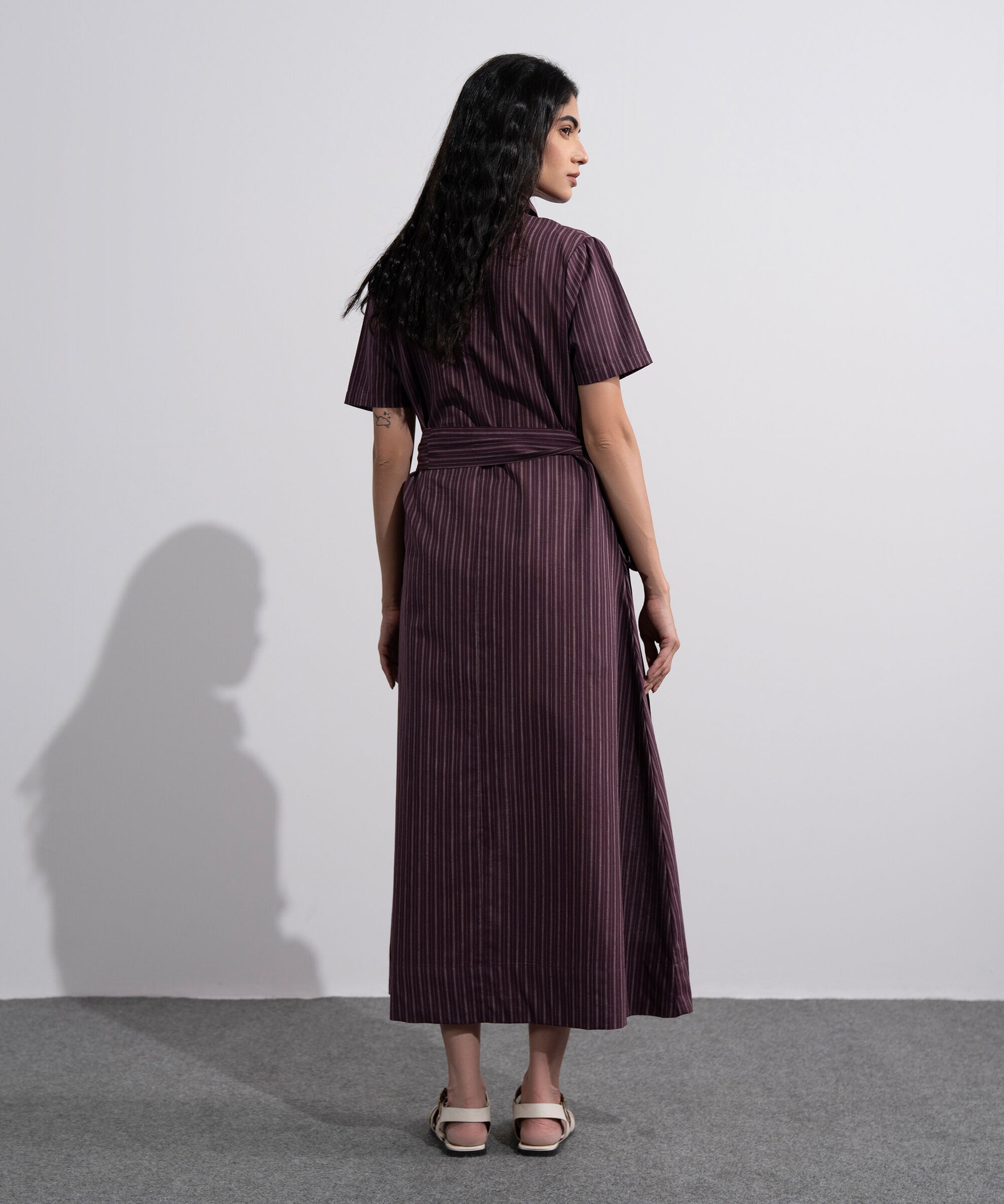 Linen Blend Striped Dress WTOPV0726046
