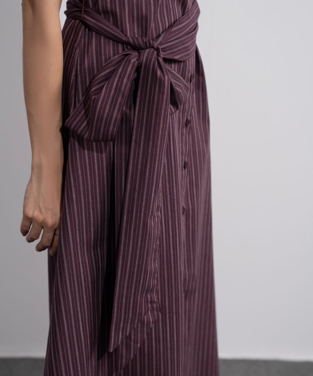 Linen Blend Striped Dress WTOPV0726046