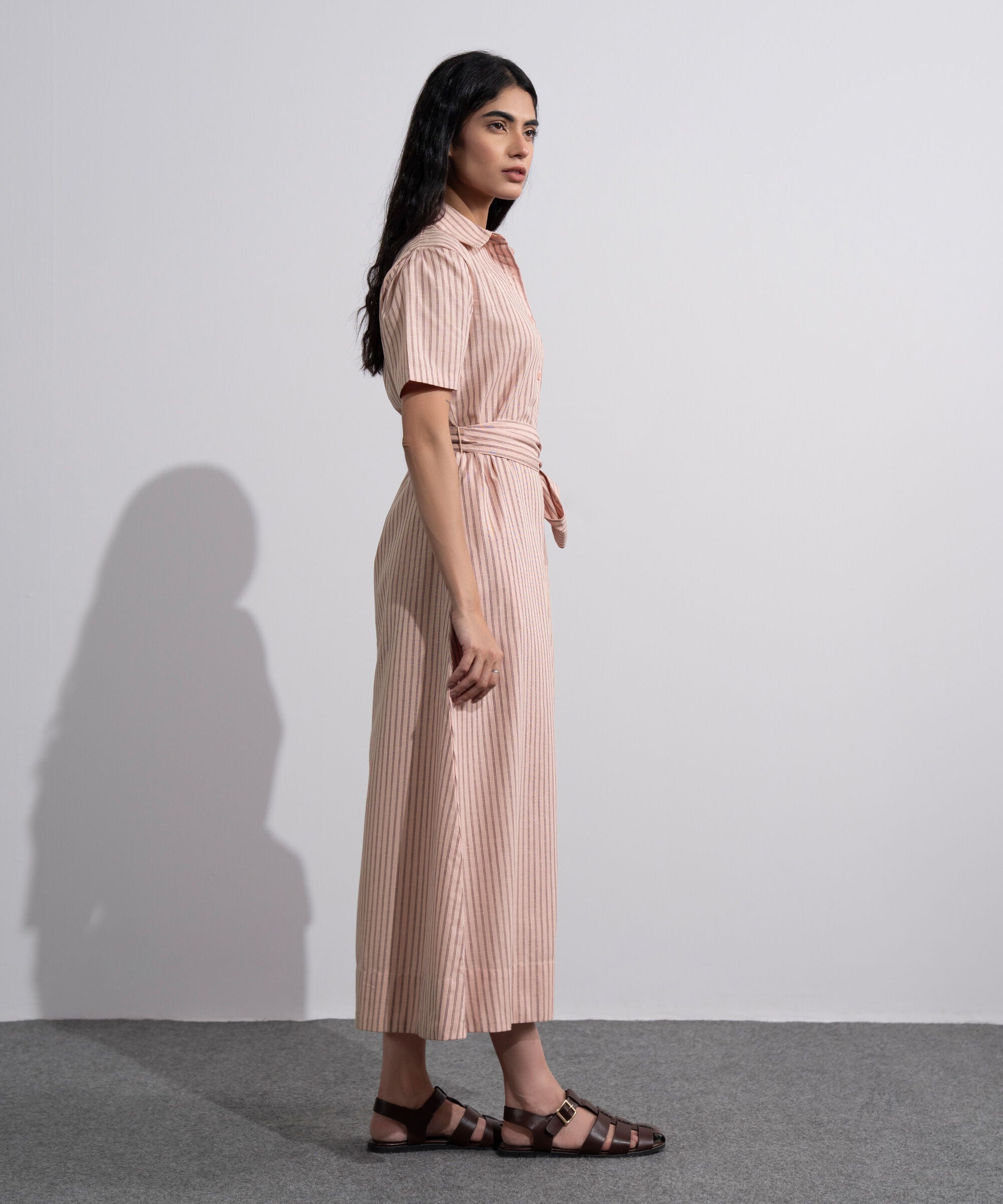 Linen Blend Striped Dress WTOPV0726047