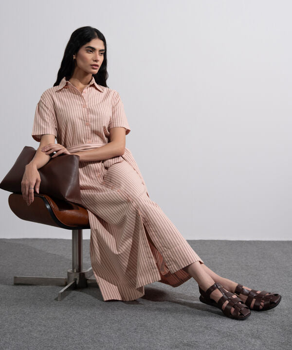 Linen Blend Striped Dress