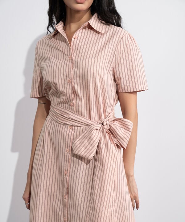 Linen Blend Striped Dress