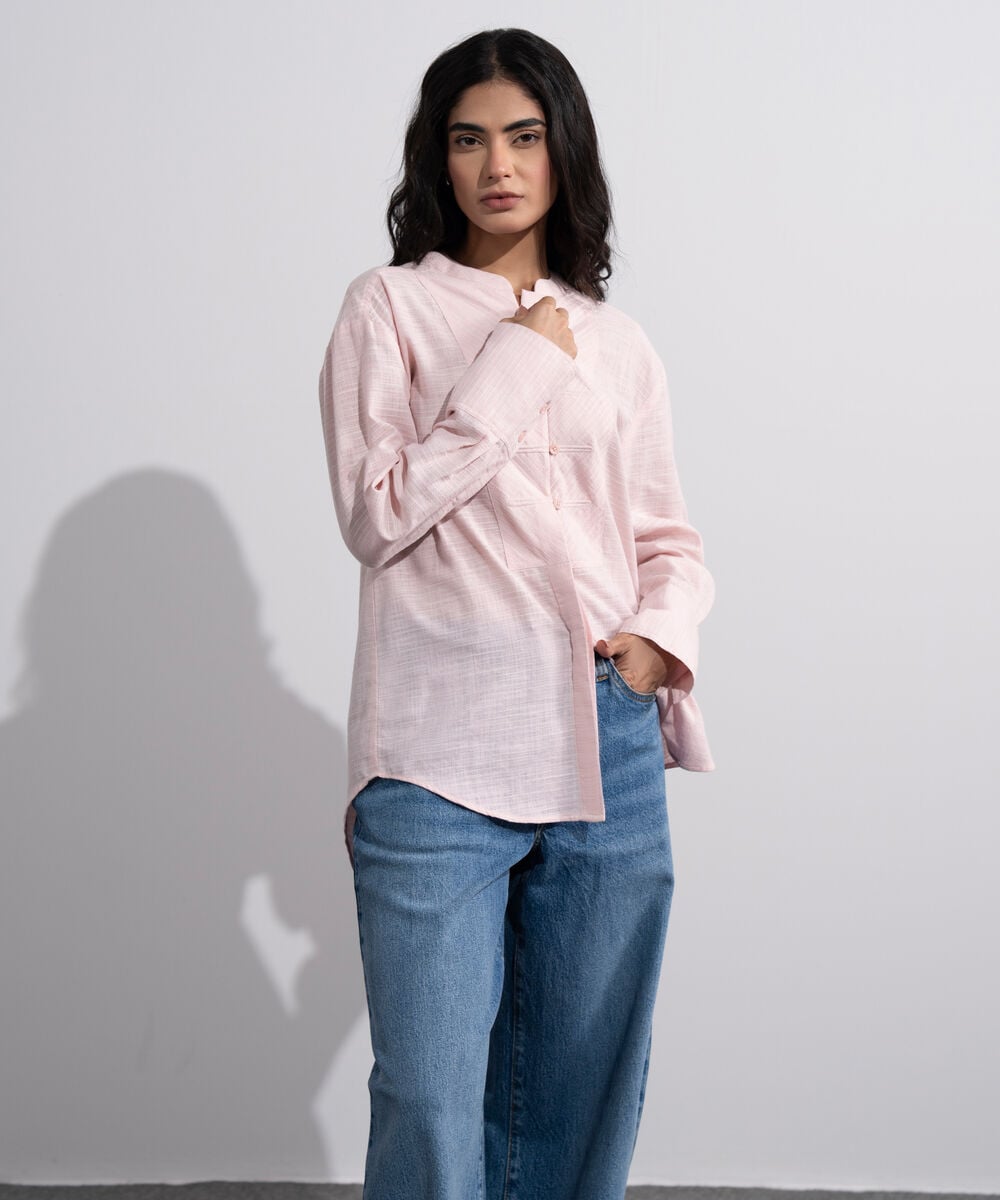 Textured Shirt With Mandarin Collar WTOPV0726048