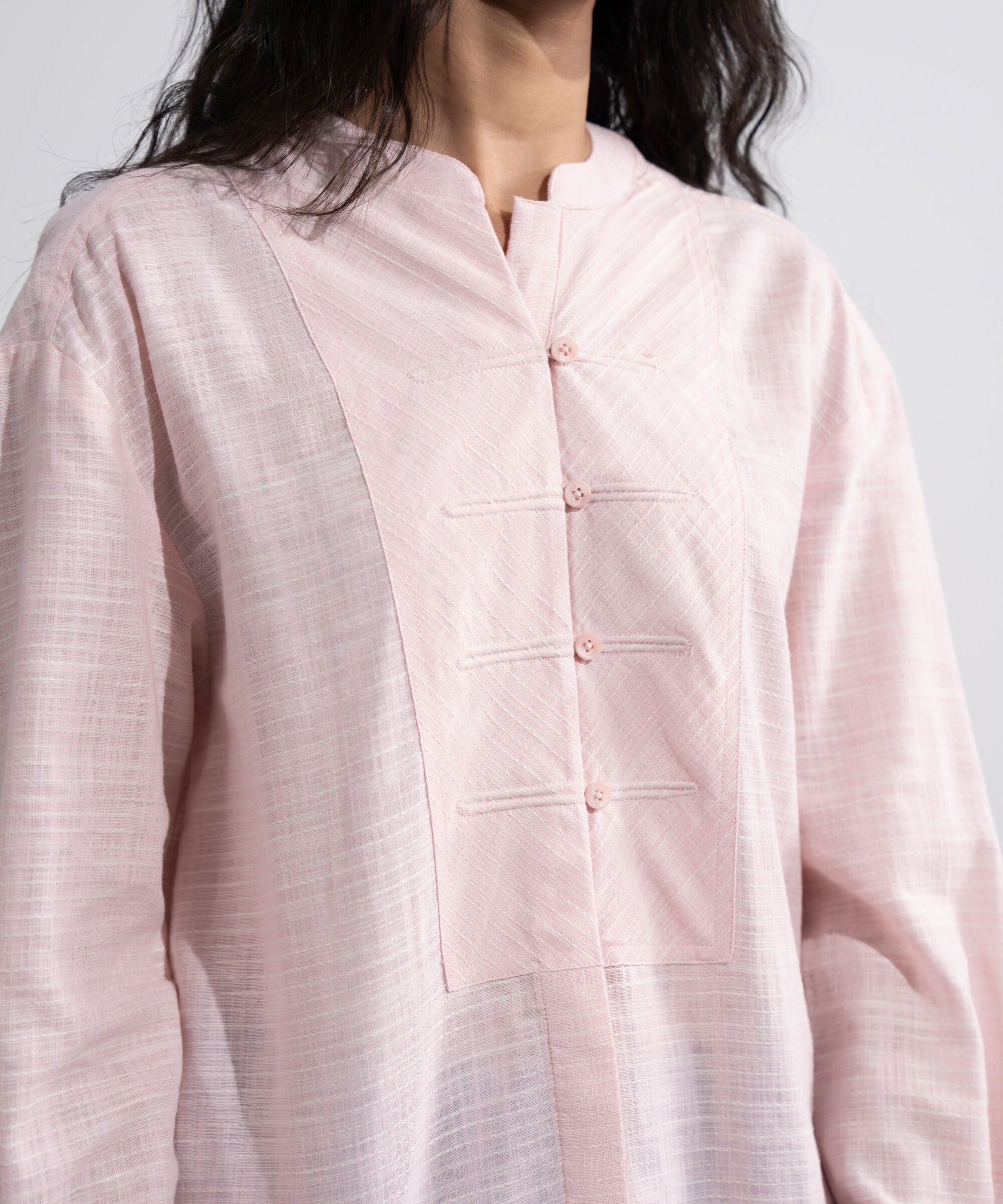 Textured Shirt With Mandarin Collar WTOPV0726048