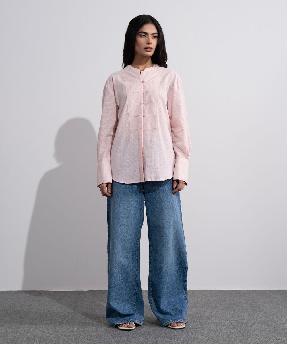 Textured Shirt With Mandarin Collar WTOPV0726048