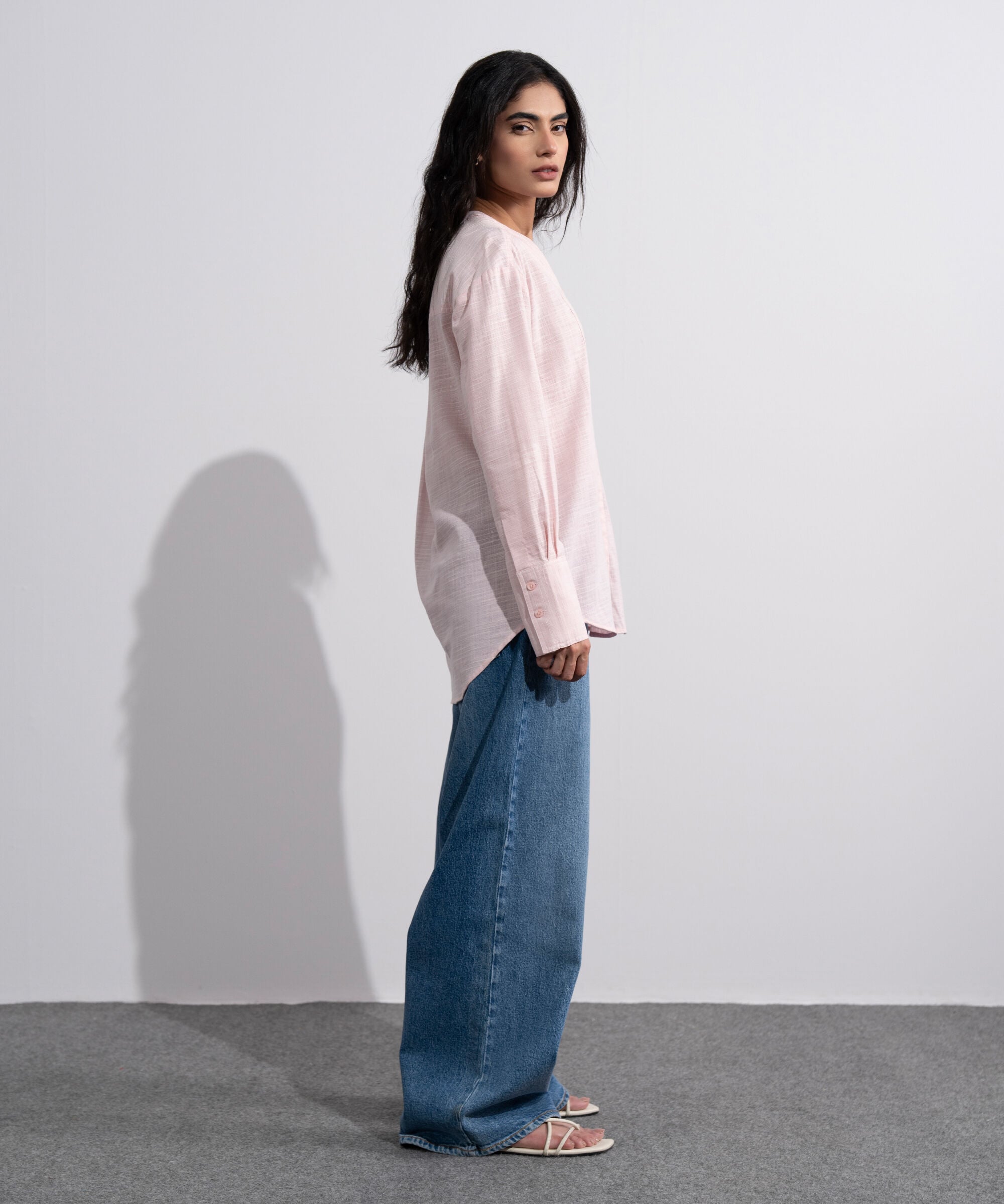 Textured Shirt With Mandarin Collar WTOPV0726048