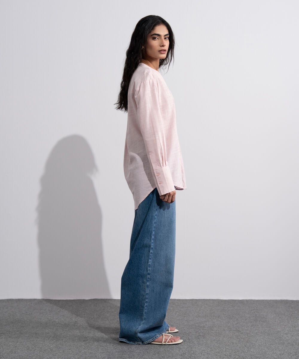 Textured Shirt With Mandarin Collar WTOPV0726048
