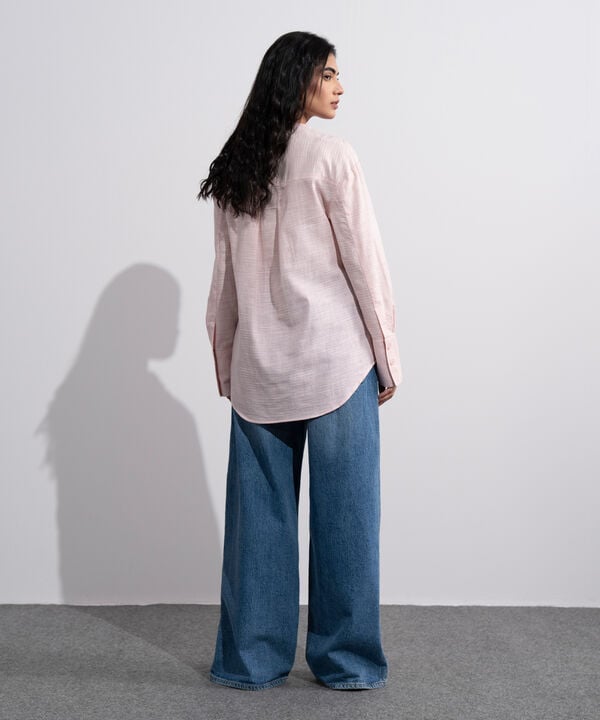 Textured Shirt With Mandarin Collar