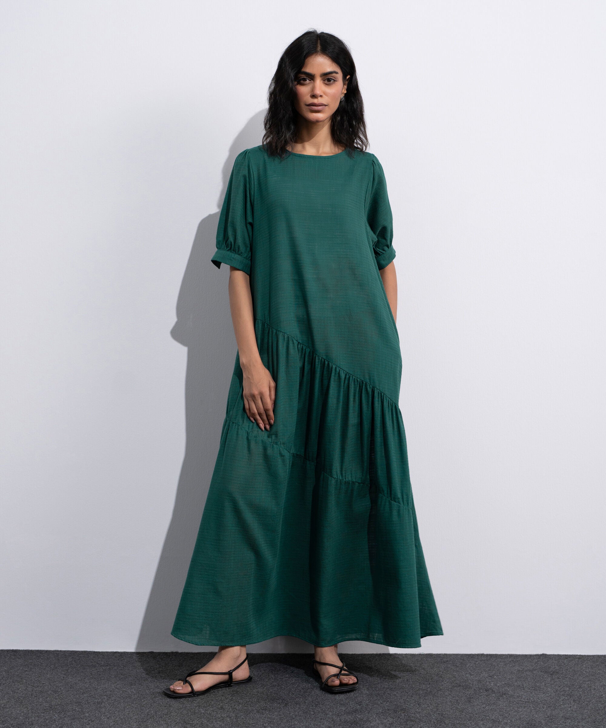 Midi Dress With Asymmetrical Panels WTOPV0726049