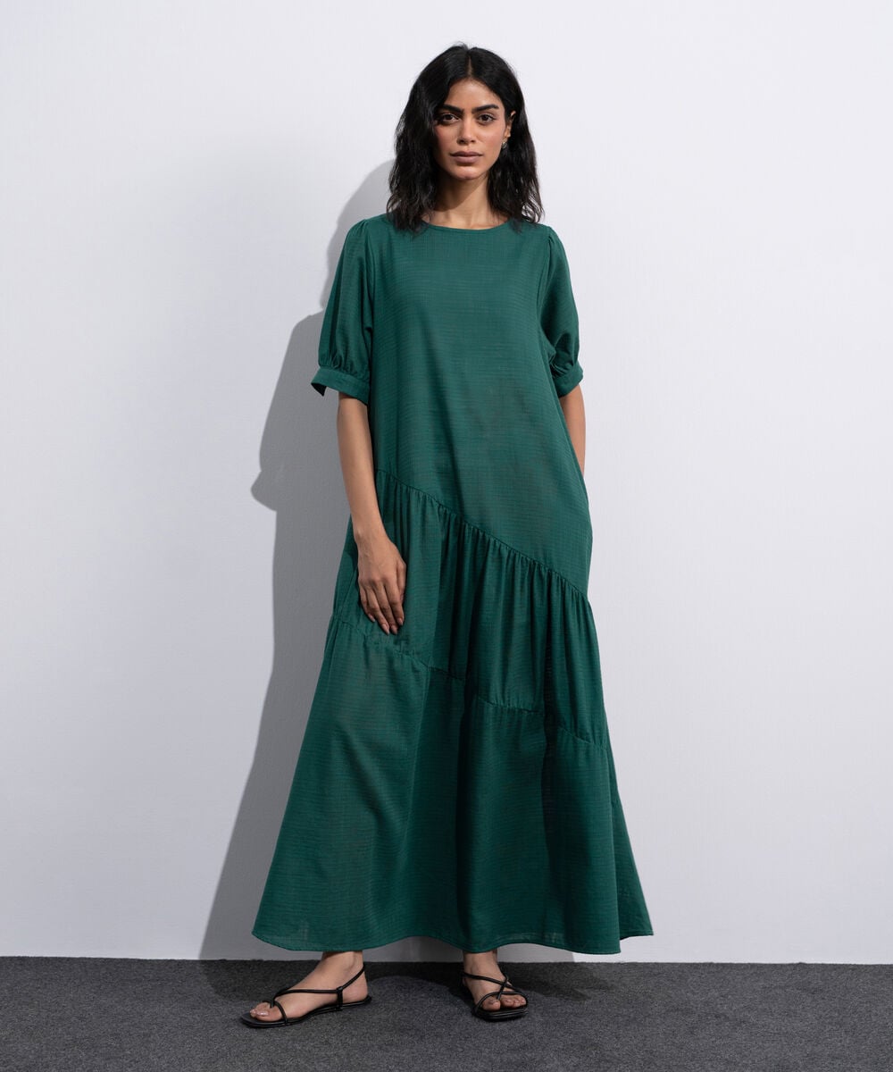 Midi Dress With Asymmetrical Panels WTOPV0726049